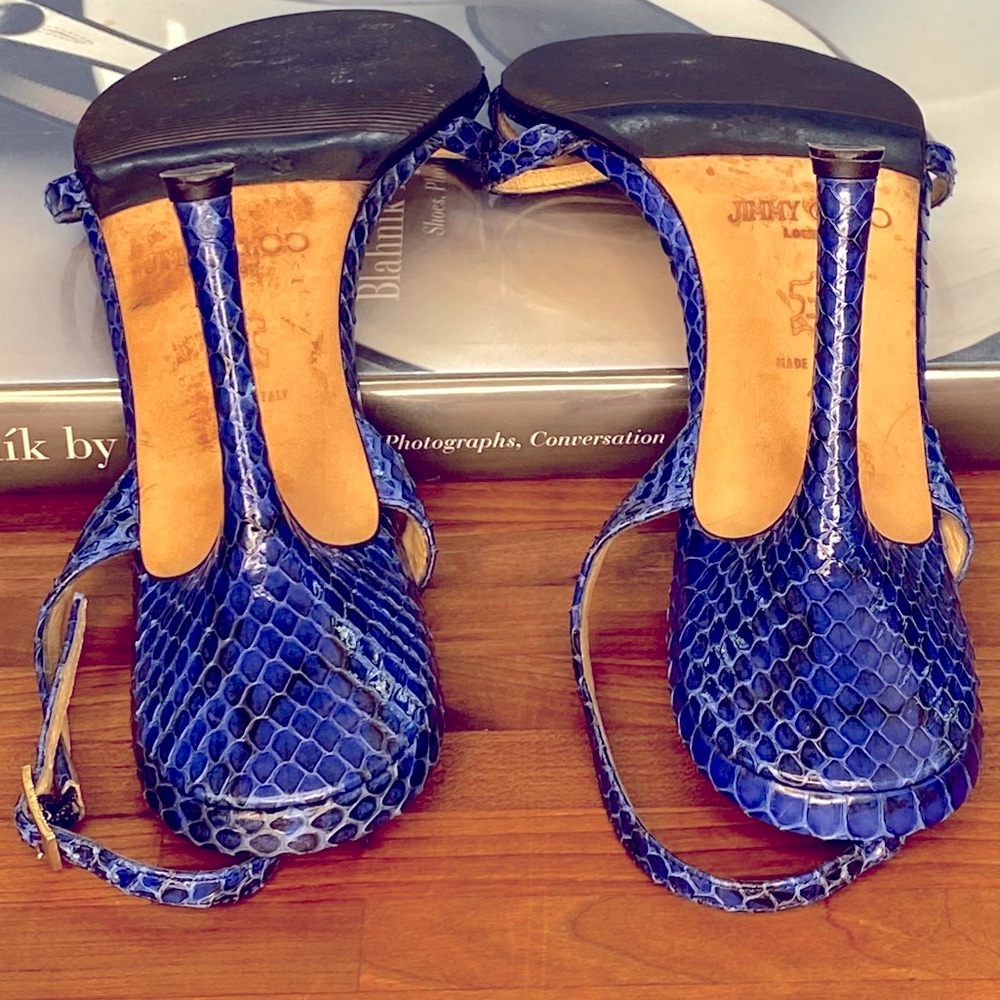 Jimmy Choo Blue Snakeskin Heels - Picture 6 of 10